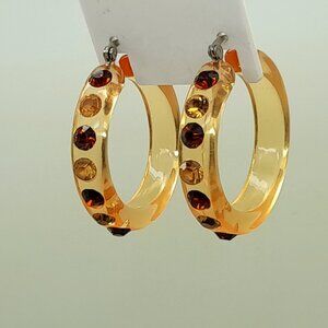 chunky light topaz Lucite Acrylic wide 1.5 Hoop Latch Back Fashion Earrings